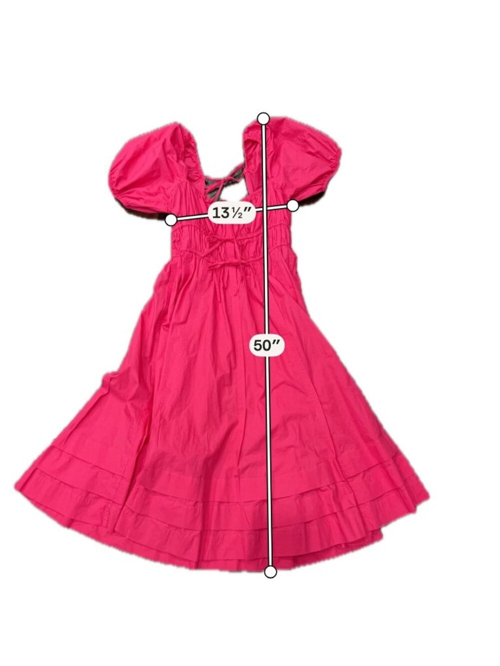 Ulla Johnson 8 Red Puff Sleeve Midi Dress Open Back Tie Coquette Milkmaid - Picture 9 of 12